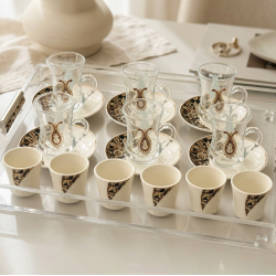 Tea Cup & Saucer & Coffee Cup Set 18 Pcs
